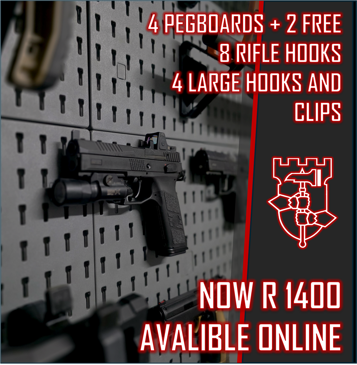 DARK KNIGHT- FIREARM PEGBOARD DISPLAY SPECIAL