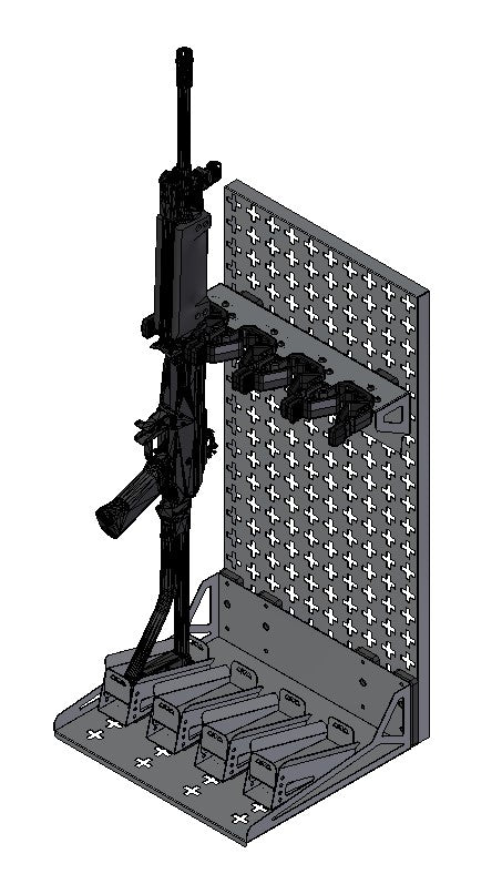 Fortress Series – 4 Rifle Compact Vertical Racking Base Shelf with Buttstock Containers