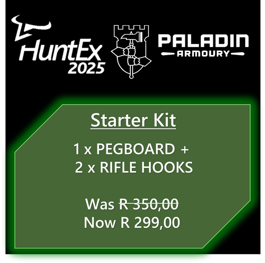 1 x Pegboard Starter Kit  + 2x Rifle Hooks + 4x Large Hooks